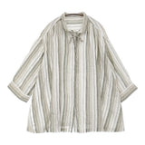 nest Robe リネンストライプチュニックシャツ リボン 01241-1038 ブラウス シャツ 24SS ホワイト カーキ レディース ネストローブ【中古】6-0724M♪