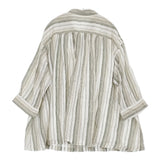 nest Robe リネンストライプチュニックシャツ リボン 01241-1038 ブラウス シャツ 24SS ホワイト カーキ レディース ネストローブ【中古】6-0724M♪