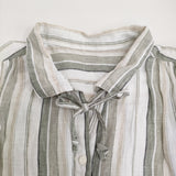 nest Robe リネンストライプチュニックシャツ リボン 01241-1038 ブラウス シャツ 24SS ホワイト カーキ レディース ネストローブ【中古】6-0724M♪