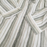 nest Robe リネンストライプチュニックシャツ リボン 01241-1038 ブラウス シャツ 24SS ホワイト カーキ レディース ネストローブ【中古】6-0724M♪