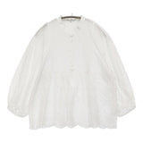 23区 【洗える】コットンエンブロイダリークロップドブラウス 定価23100円 ブラウス シャツ 25SS ホワイト レディース ニジュウサンク【中古】6-0724M♪