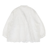 23区 【洗える】コットンエンブロイダリークロップドブラウス 定価23100円 ブラウス シャツ 25SS ホワイト レディース ニジュウサンク【中古】6-0724M♪