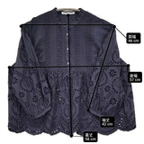 23区 【洗える】コットンエンブロイダリークロップドブラウス サイズ38 定価23100円 ブラウス シャツ 25SS ネイビー レディース ニジュウサンク【中古】6-0724M♪