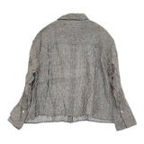 23区 【洗える】LIBECO クロップドシャツ 38 テープ刺繍 定価23100円 ブラウス シャツ 25SS ダークブラウンストライプ ホワイト レディース ニジュウサンク【中古】6-0806M♪