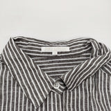 23区 【洗える】LIBECO クロップドシャツ 38 テープ刺繍 定価23100円 ブラウス シャツ 25SS ダークブラウンストライプ ホワイト レディース ニジュウサンク【中古】6-0806M♪