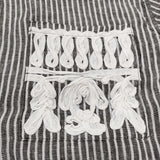 23区 【洗える】LIBECO クロップドシャツ 38 テープ刺繍 定価23100円 ブラウス シャツ 25SS ダークブラウンストライプ ホワイト レディース ニジュウサンク【中古】6-0806M♪