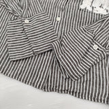 23区 【洗える】LIBECO クロップドシャツ 38 テープ刺繍 定価23100円 ブラウス シャツ 25SS ダークブラウンストライプ ホワイト レディース ニジュウサンク【中古】6-0806M♪