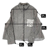 23区 【洗える】LIBECO クロップドシャツ 38 テープ刺繍 定価23100円 ブラウス シャツ 25SS ダークブラウンストライプ ホワイト レディース ニジュウサンク【中古】6-0806M♪