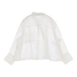 23区 【洗える】LIBECO クロップドシャツ 38 テープ刺繍 定価23100円 ブラウス シャツ 25SS ホワイト レディース ニジュウサンク【中古】6-0806M♪