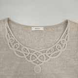 Gabardine K.T リネン 刺繍 ニットベスト バテンレース 日本製 サイズ9 ベスト ライトベージュ レディース ギャバジンケーティー【中古】6-0818S△