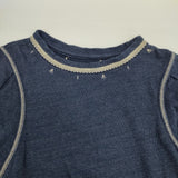 45R/45rpm 天竺刺繍のドレス 七分袖 コットン 日本製 サイズ0 ワンピース ネイビー レディース フォーティーファイブアールピーエム【中古】6-0818M△