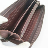 genten ラウンドファスナー レザー 革 ロングウォレット 小銭入れあり 長財布 ブラウン レディース ゲンテン【中古】6-0909G∞