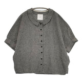 MAGALI リネンコットン フラットカラーブラウス ギンガムチェック ブラウス シャツ ブラック グレー レディース マガリ【中古】6-0910S∞