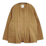 MAGALI スラブコットンリネンタックジャケット ノーカラー マロン 定価31900円 ジャケット キャメル レディース マガリ【中古】6-0910M∞