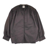 pot and tea 釦たくさん ブラウス ボタン コットン ブラウス シャツ チャコールグレー レディース ポットアンドティー【中古】6-0910M∞