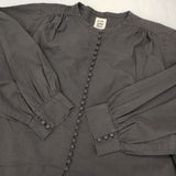 pot and tea 釦たくさん ブラウス ボタン コットン ブラウス シャツ チャコールグレー レディース ポットアンドティー【中古】6-0910M∞