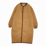 R&D.M.Co- QUILTING LONG COAT キルティングロングコート サイズS ノーカラー コート キャメル レディース オールドマンズテーラー【中古】6-0918T♪
