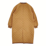 R&D.M.Co- QUILTING LONG COAT キルティングロングコート サイズS ノーカラー コート キャメル レディース オールドマンズテーラー【中古】6-0918T♪