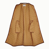 R&D.M.Co- QUILTING LONG COAT キルティングロングコート サイズS ノーカラー コート キャメル レディース オールドマンズテーラー【中古】6-0918T♪