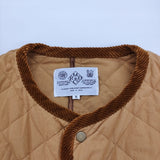 R&D.M.Co- QUILTING LONG COAT キルティングロングコート サイズS ノーカラー コート キャメル レディース オールドマンズテーラー【中古】6-0918T♪