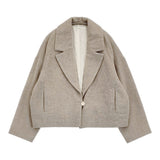 miho umezawa short coat MIX SHAGGY ミックスシャギー ウールブレンド ショートコート 定価52800円 コート 24AW ブラウン ベージュ レディース ミホ ウメザワ【中古】6-0918T♪