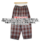 homspun ウールチェック ギャザーパンツ サイズM 定価26400円 222-3364 ステッチ イージー パンツ グレー レッド レディース ホームスパン【中古】6-0918T♪