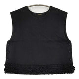 R&D.M.Co- FRILL DECORATION BUTTON BIB フリル コットンウール ベスト 定価44000円 ブラック レディース オールドマンズテーラー【中古】6-0724T♪