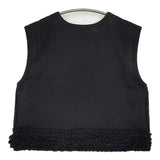 R&D.M.Co- FRILL DECORATION BUTTON BIB フリル コットンウール ベスト 定価44000円 ブラック レディース オールドマンズテーラー【中古】6-0724T♪