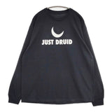 JUST DRUID プリント オーバーサイズ Tシャツ 長袖Ｔシャツ カットソー ロンＴ ブラック メンズ【中古】6-0912M∞