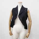 HIROKO BIS ストレッチウールアイレットベスト 定価42900円 サイズ9 ニット ベスト ブラック レディース ヒロコビス【中古】6-1005T◎