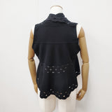 HIROKO BIS ストレッチウールアイレットベスト 定価42900円 サイズ9 ニット ベスト ブラック レディース ヒロコビス【中古】6-1005T◎