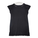 ISSEY MIYAKE A-POC INSIDE フレンチスリーブ Vネック メッシュ ストレッチ 日本製 サイズ2 チュニック ブラック レディース イッセイミヤケ エイポック インサイド【中古】6-0818S△