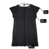 ISSEY MIYAKE A-POC INSIDE フレンチスリーブ Vネック メッシュ ストレッチ 日本製 サイズ2 チュニック ブラック レディース イッセイミヤケ エイポック インサイド【中古】6-0818S△