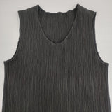 ISSEY MIYAKE プリーツ ノースリーブ ポリエステル 日本製 サイズ2 ワンピース チャコールグレー レディース イッセイミヤケ【中古】6-0818S△