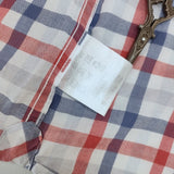 POLO チェック ボタンダウン コットンリネン トリコロールカラー サイズL 半袖シャツ ホワイト レッド ブルー レディース ポロ【中古】6-0818S△