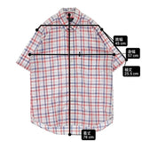 POLO チェック ボタンダウン コットンリネン トリコロールカラー サイズL 半袖シャツ ホワイト レッド ブルー レディース ポロ【中古】6-0818S△
