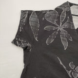 Haat ISSEY MIYAKE ボタニカル Vネック 半袖 サイズ2 チュニック ワンピース ブラック グレー レディース ハートイッセイミヤケ【中古】6-0806S♪