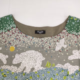 marble sud kirie ユルットTEE モザイク柄 アニマル柄 ボートネック Ｔシャツ カットソー カーキ 多色 レディース マーブルシュッド【中古】6-0721S△