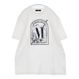 marble SUD neu MARINE NOTE プリントTシャツ コットン 半袖Ｔシャツ カットソー ホワイト ブラック レディース マーブルシュッドノイ【中古】6-0721S△