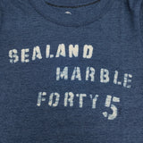 45R/45rpm SEALAND MARBLE FORTY 5 インディゴTシャツ コットン 日本製 サイズ2 半袖Ｔシャツ カットソー ネイビー ホワイト レディース フォーティーファイブアールピーエム【中古】6-0721S△