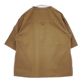MHL. 595-3152508 ORGANIC COTTON SHIRTING バンドカラー コットン ブラウス 日本製 サイズ2 半袖シャツ 23SS ブラウン レディース エムエイチエル【中古】6-0818S△