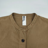 MHL. 595-3152508 ORGANIC COTTON SHIRTING バンドカラー コットン ブラウス 日本製 サイズ2 半袖シャツ 23SS ブラウン レディース エムエイチエル【中古】6-0818S△