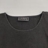 Barbara Lang リネン フリル フランス製 ドロップショルダー ワイド チュニック ブラウス シャツ ブラック レディース バーバララング【中古】6-0818M△