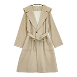 Vlas Blomme ウールアンゴラ 134130 ベルト付き フード コート ベージュ レディース ヴラスブラム【中古】6-0918T♪