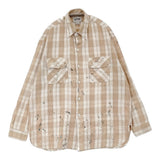 BOWWOW PAINTED PAINTER FLANNEL SHIRT ペンキ加工 定価30800円 サイズXL ネルシャツ 長袖シャツ 25SS ベージュ メンズ バウワウ【中古】6-0804M♪