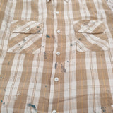 BOWWOW PAINTED PAINTER FLANNEL SHIRT ペンキ加工 定価30800円 サイズXL ネルシャツ 長袖シャツ 25SS ベージュ メンズ バウワウ【中古】6-0804M♪