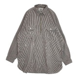 BOWWOW WORK HICKORY STRIPE PO SHIRTS 定価30800円 ペンキ加工 BW251-WHPS サイズXL 長袖シャツ ホワイト ネイビー メンズ バウワウ【中古】6-0924M∞