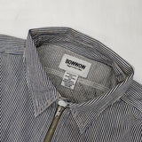 BOWWOW WORK HICKORY STRIPE PO SHIRTS 定価30800円 ペンキ加工 BW251-WHPS サイズXL 長袖シャツ ホワイト ネイビー メンズ バウワウ【中古】6-0924M∞