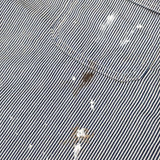 BOWWOW WORK HICKORY STRIPE PO SHIRTS 定価30800円 ペンキ加工 BW251-WHPS サイズXL 長袖シャツ ホワイト ネイビー メンズ バウワウ【中古】6-0924M∞