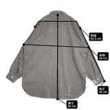 BOWWOW WORK HICKORY STRIPE PO SHIRTS 定価30800円 ペンキ加工 BW251-WHPS サイズXL 長袖シャツ ホワイト ネイビー メンズ バウワウ【中古】6-0924M∞